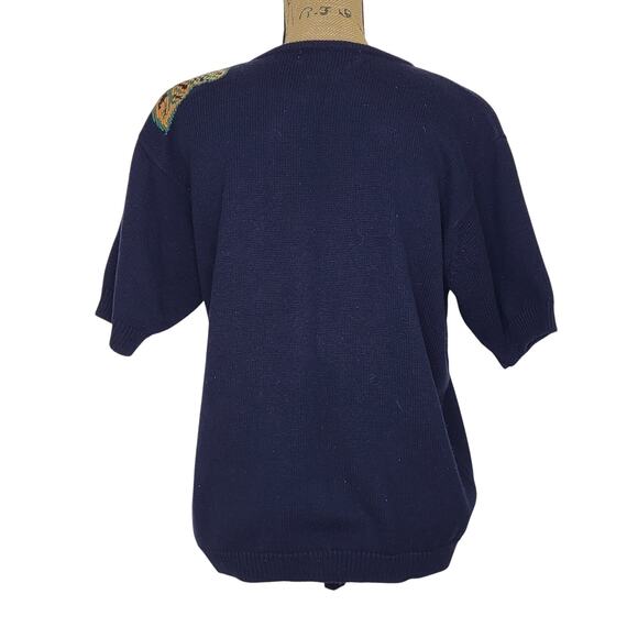 Vintage JH Collectibles Blue Cotton Blend Floral Design w/Embroidery Size Small - Picture 6 of 8